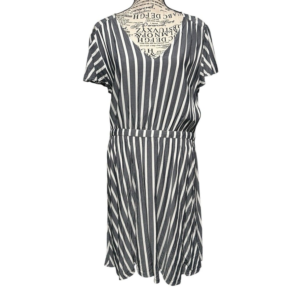 Old Navy‎ Women Railroad Strips Midi Casual Sundress Lg Grunge Preppy Coastal